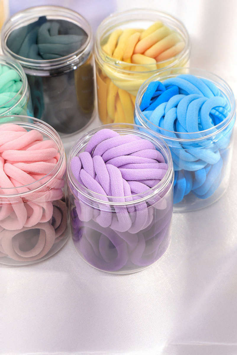Black 50pcs/box Solid Simple High Elastic Hair Ties