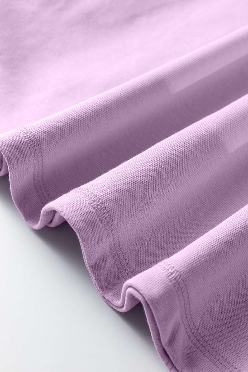 Orchid Petal Solid Color Raw Seam Patchwork Baggy Sweatshirt
