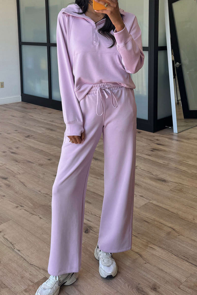 Orchid Bouquet Half Zip Thumbhole Sleeve Hoodie Active Pants 2pcs Outfit