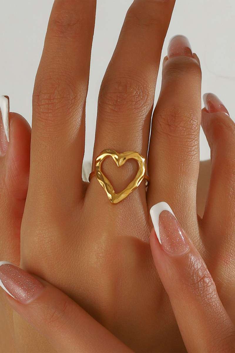 Gold Plated Heart Shaped Adjustable Finger Ring