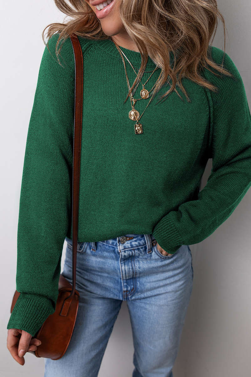 Evergreen Raglan Sleeve Crew Neck Sweater