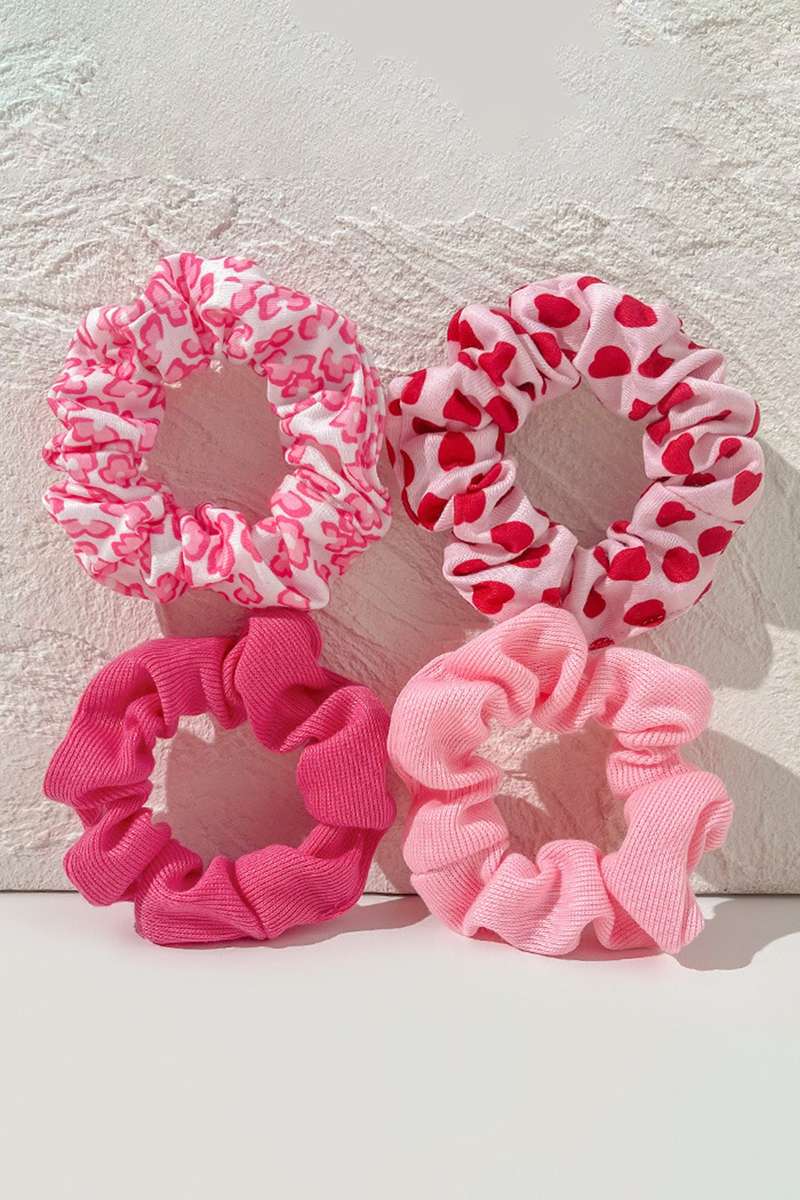 Fiery Red Valentines Day Sweet Heart Printed Scrunchie Hair Tie