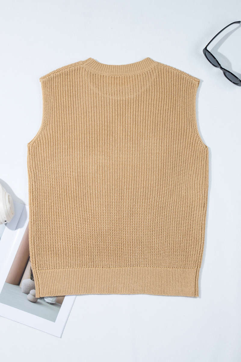 Parchment Sequin Horse Graphic Lightweight Knitted Sweater Vest
