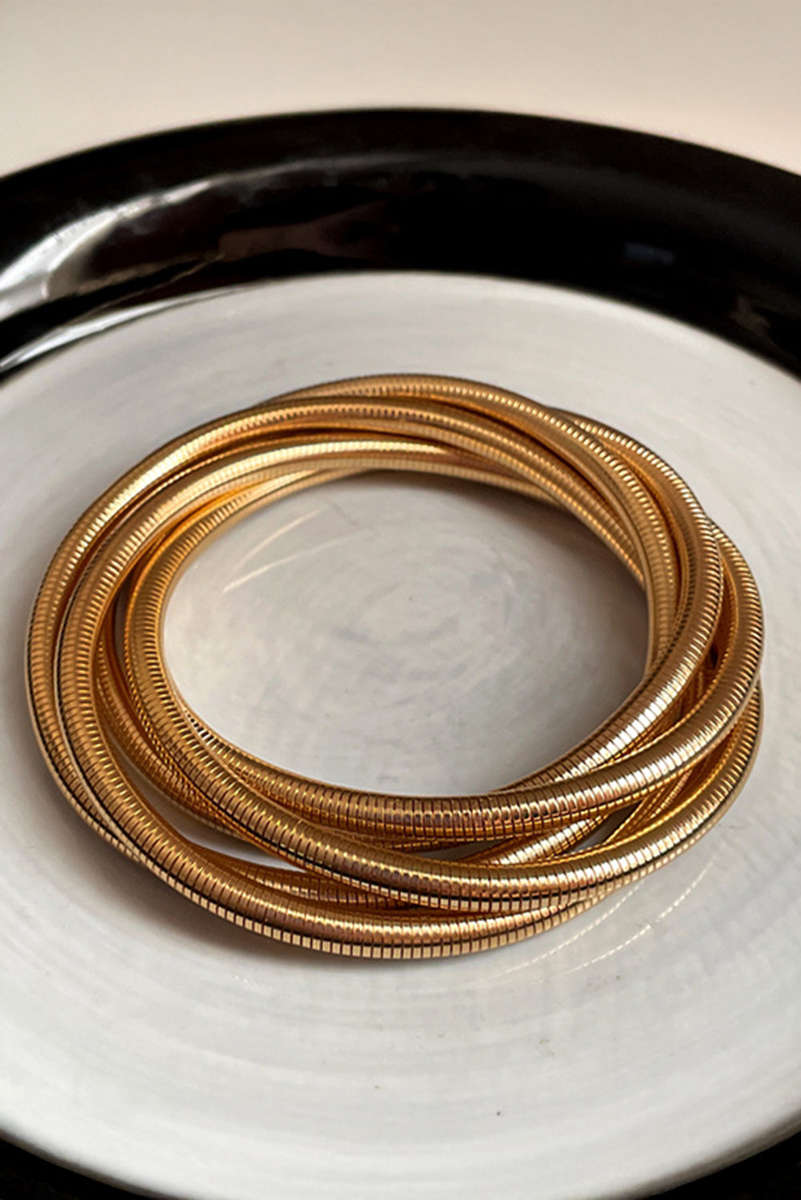 Gold Twist Stacked Exaggerated Alloy Bracelet