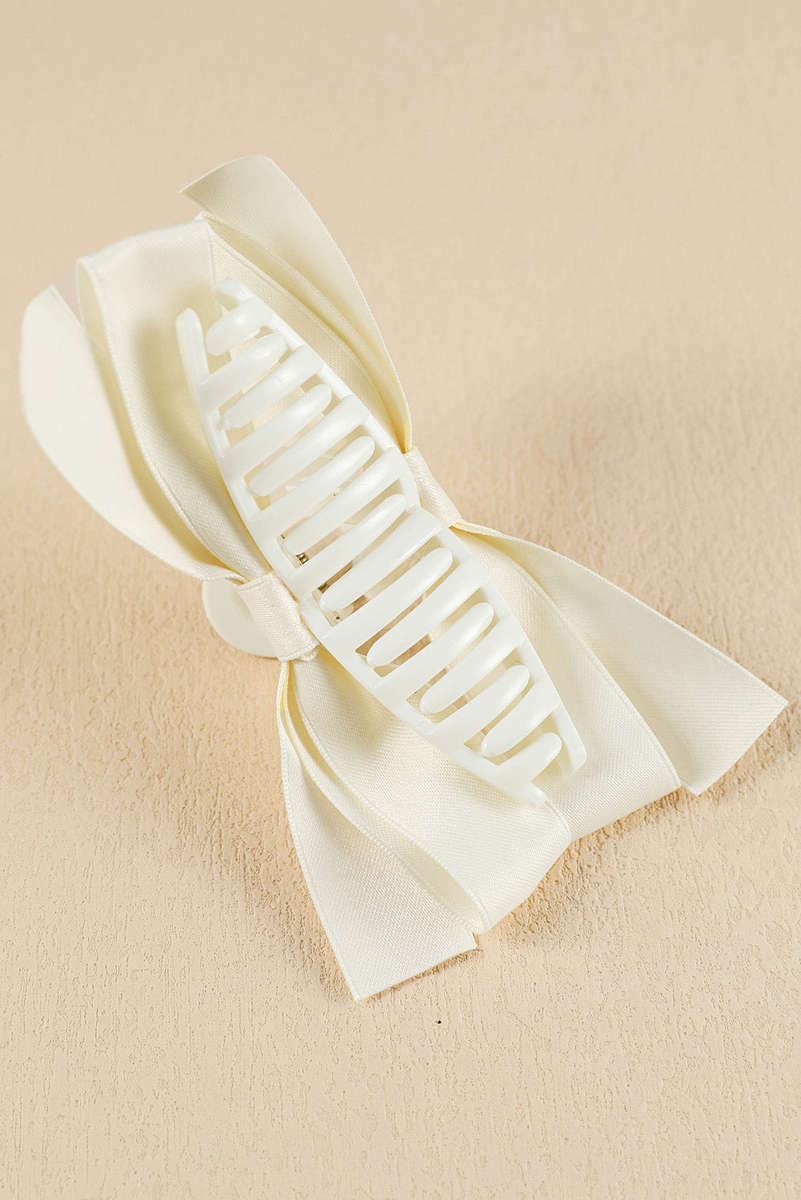 White Bow Decor Large Hair Claw Clip