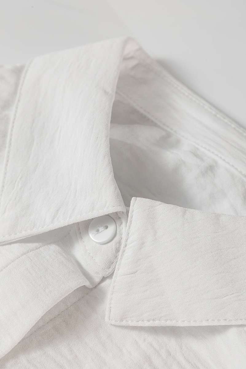 White Pure Color Patch Pocket Shirt