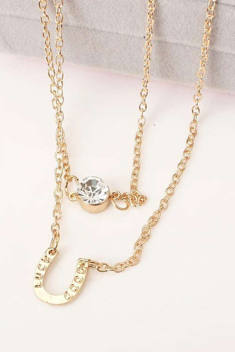 Gold Horseshoe Layered Chopped Necklace