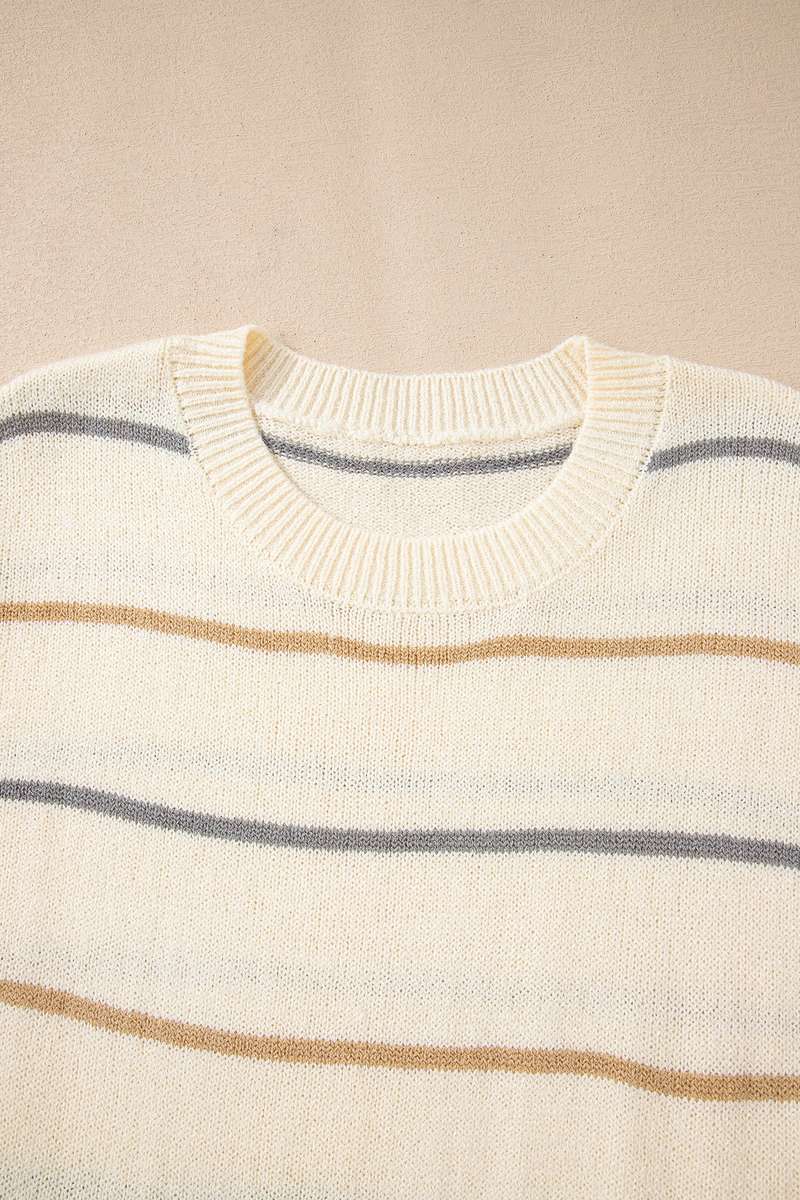 Multicolour Striped Print Drop Shoulder Shift Sweater Mini Dress