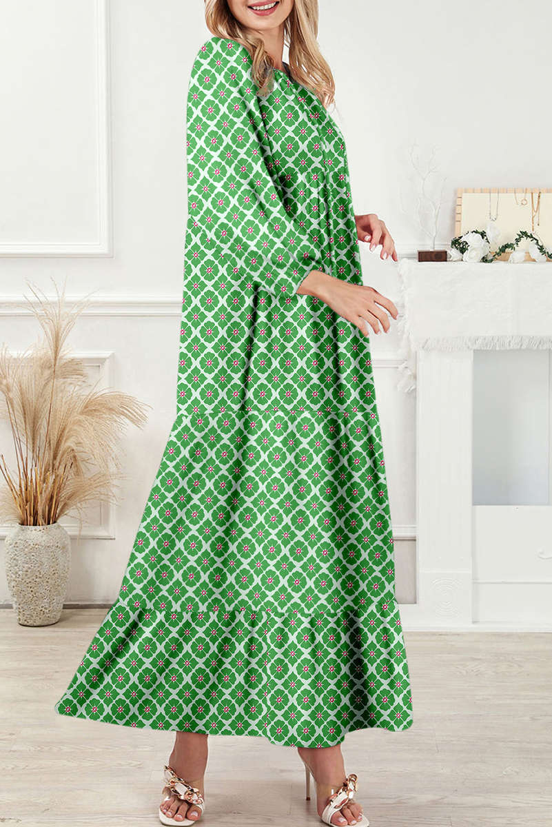 Multicolor Boho Printed Half Sleeve Maxi Dress