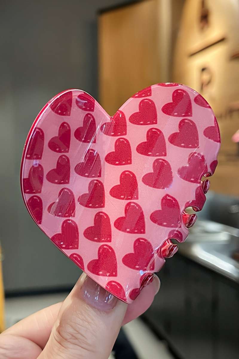Rose Red Sweet Valentines Heart Shape PVC Hair Claw Clip