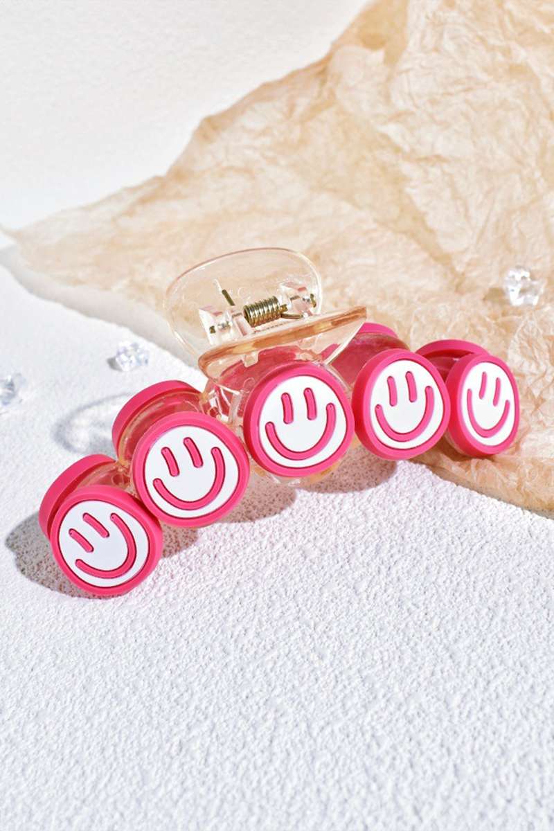 Rose Red Smiley Face Hair Claw Clip