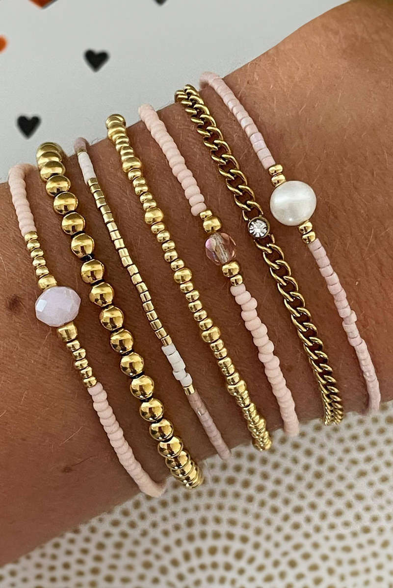 Gold Simple Beaded Multi Layer Bracelet