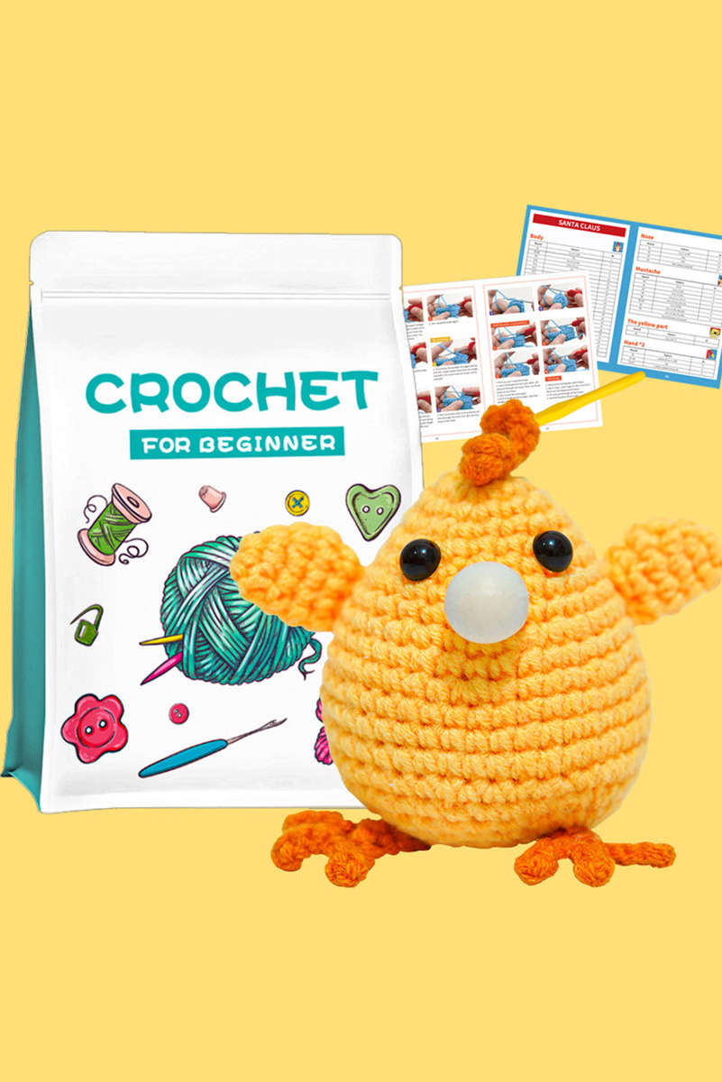 Yellow DIY Crochet Kit Chicken Doll Handmade Material Package