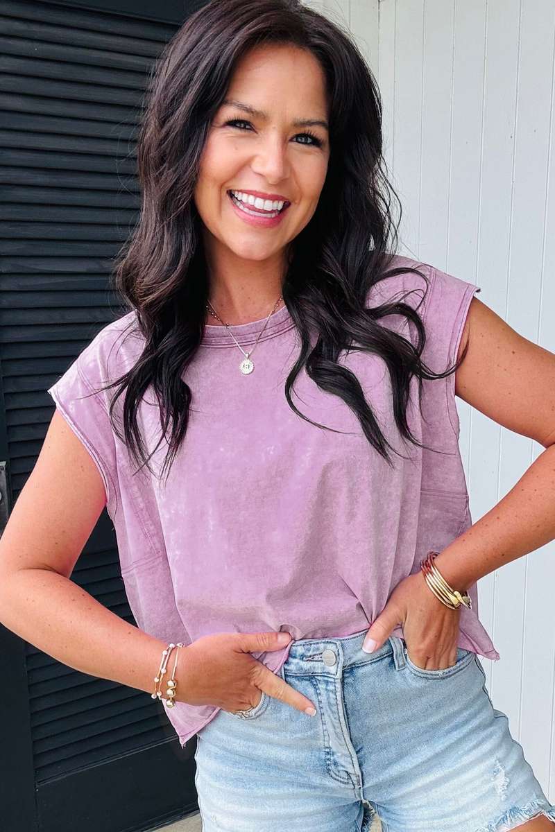 Bright Pink Mineral Wash Boxy Fit Cotton Tank Top