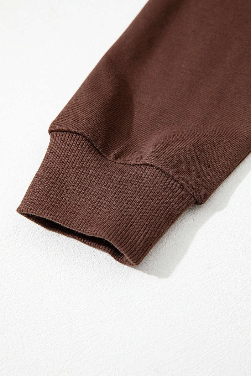 Coffee Varsity Striped Detail Drop Shoulder Oversized Sweatshirt