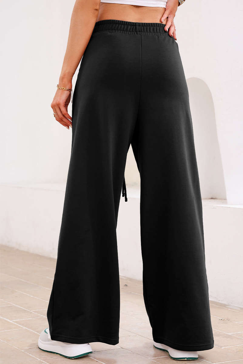 Dearlovers Black Tied Elastic High Waist Pleated Detail Solid Sweatpants