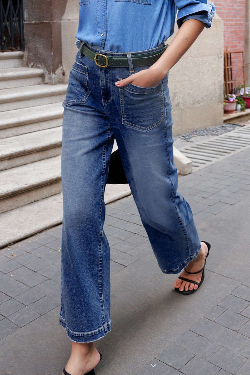 Bluing Mimimalist Patch Pocket Womens Shift Jeans