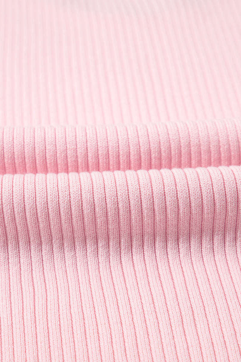 Pink Colorblock Edge Ribbed Knit U Neck Tank Top