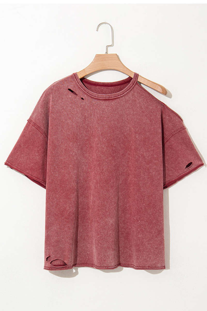 Clay One Shoulder Half Sleeve Oversized Tunic T Shirt