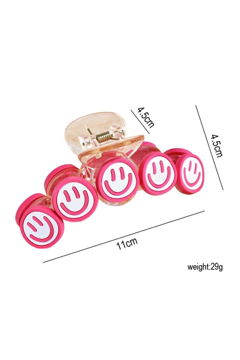 Rose Red Smiley Face Hair Claw Clip