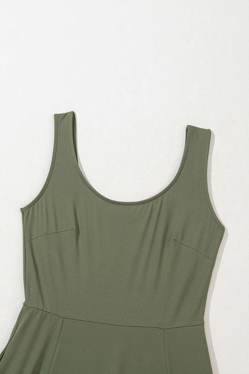 Four Leaf Clover Sleeveless Scoop Neck Flared Split Midi Dress