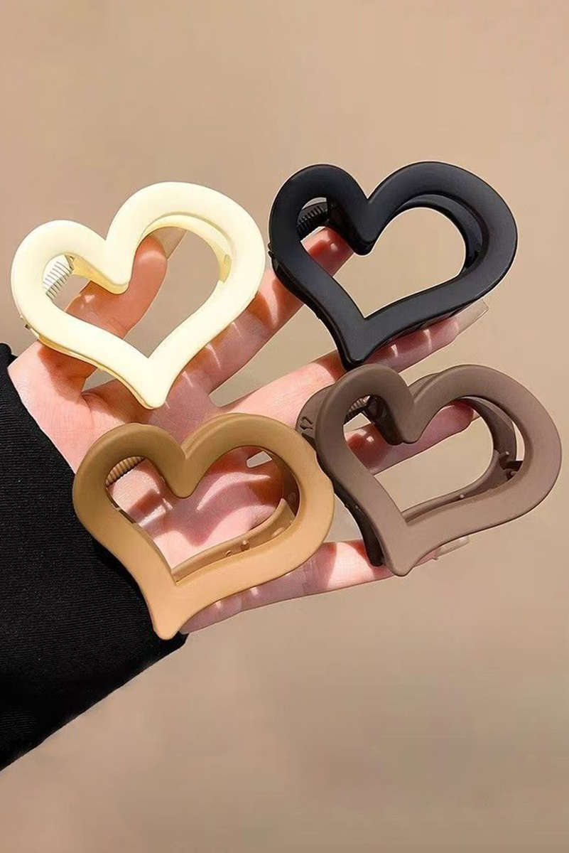 Black Cutout Heart Shape Frosted Small Hair Clip
