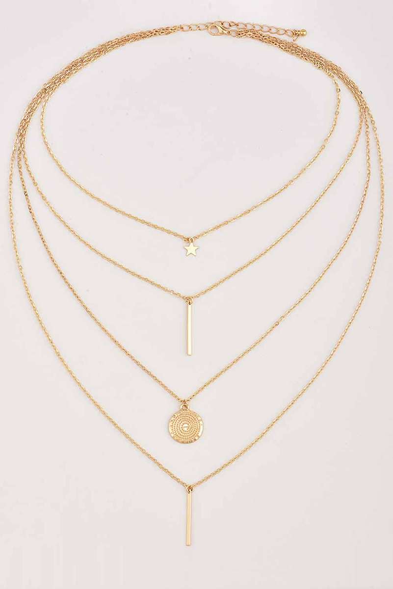 Gold Boho Multi-layered Star Pendant Plated Necklace
