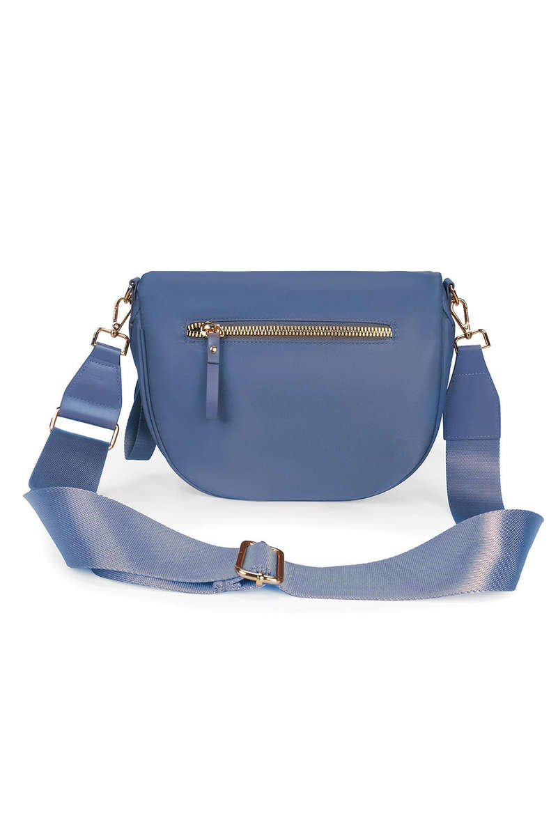 Sail Blue Double Zip Crescent Shape Adjustable Sling Bag