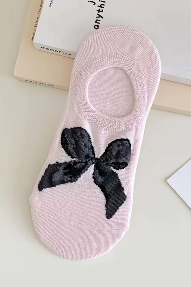 Pink Bow Knot Soft No Show Socks
