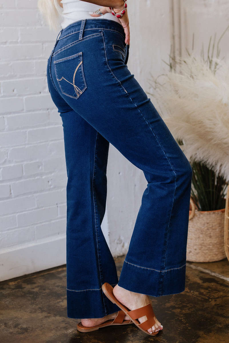 Sail Blue Center Seam Deep Wash Straight Jeans