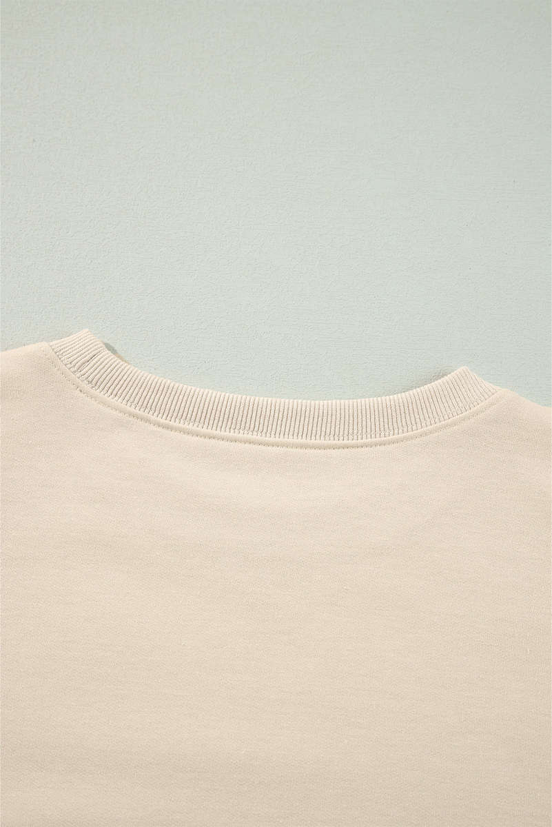 Jet Stream Solid Color Ruffled Shoulder Long Sleeve Blouse