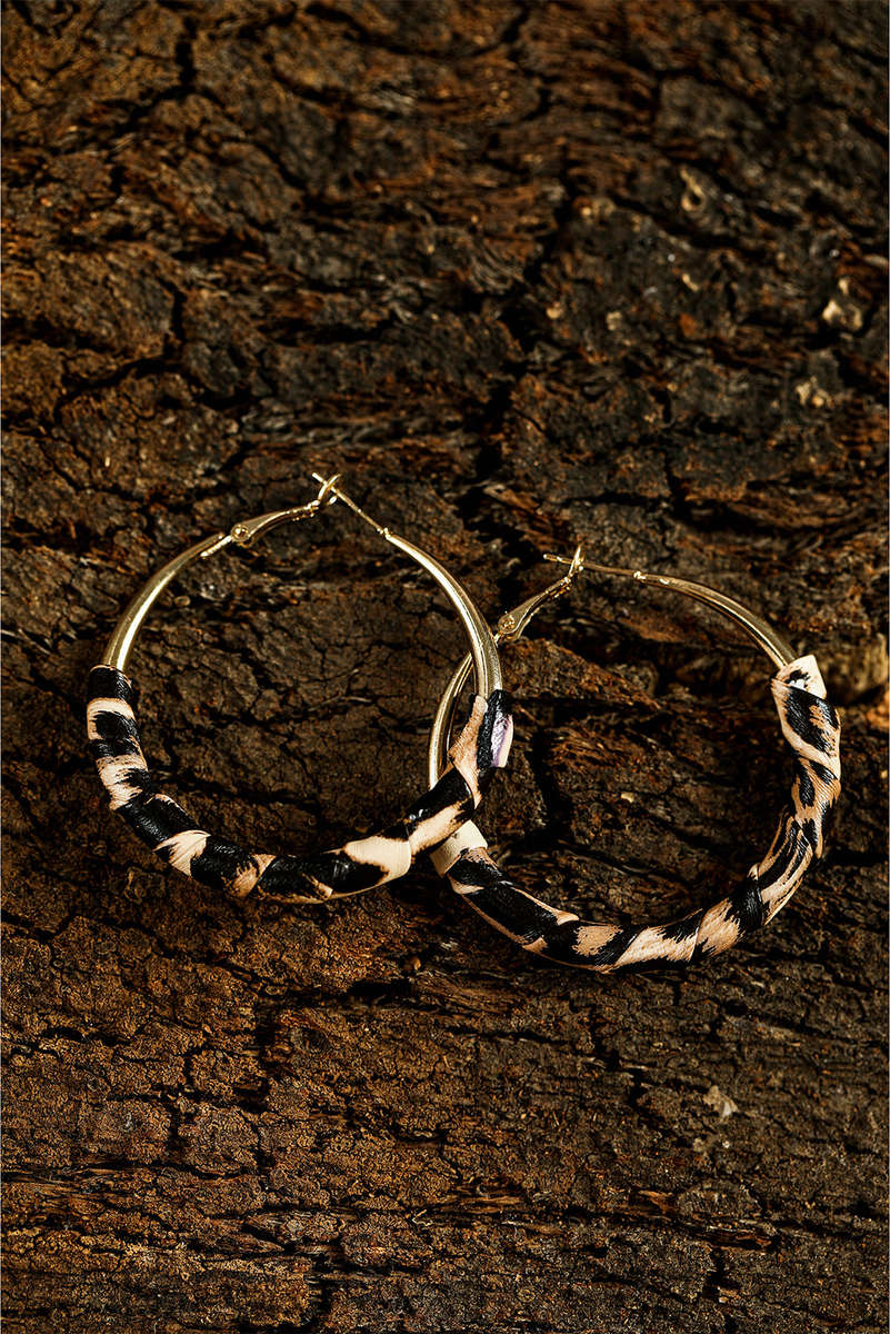 Gold Plated Leopard Detail Hoop Earrings