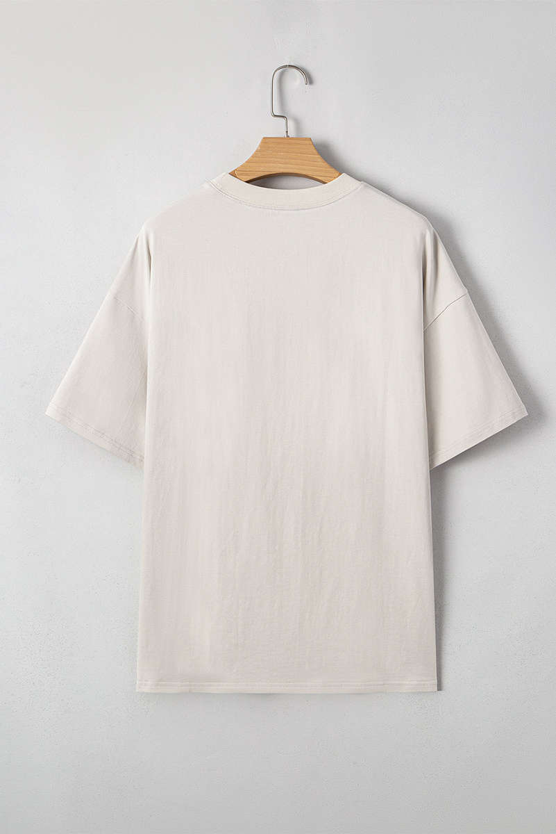 Casual Oversize Big Bow Printed Drop Shoulder Tunic Casual Tee