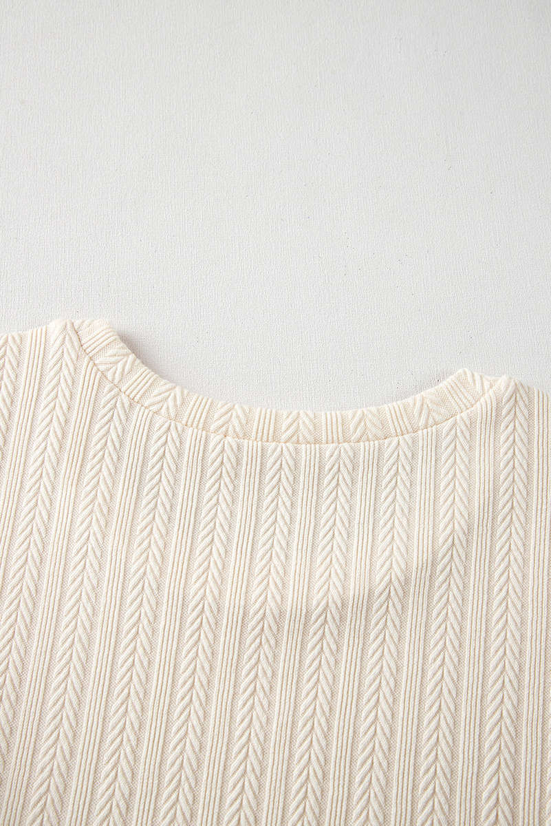 Apricot Polka Dot Mesh Puff Sleeve Textured Blouse