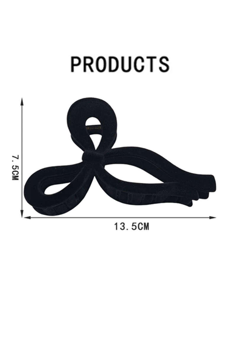 Black Velvet-Flocked Bow Shape Claw Clip