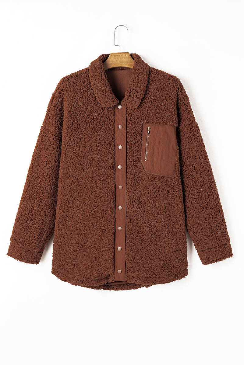 Red Clay Faux Shearling Teddy Bear Jacket
