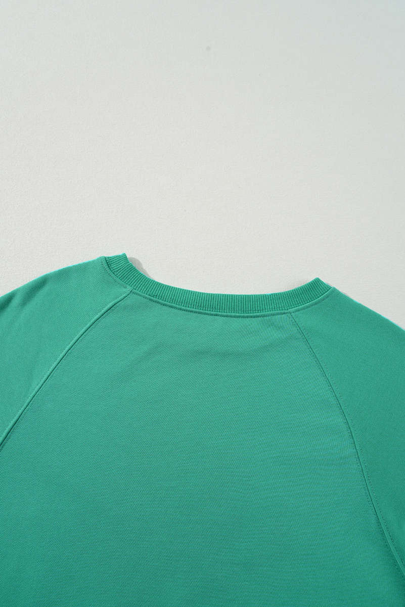 Mint Green Rainbow Colorblock Striped Pullover Sweatshirt