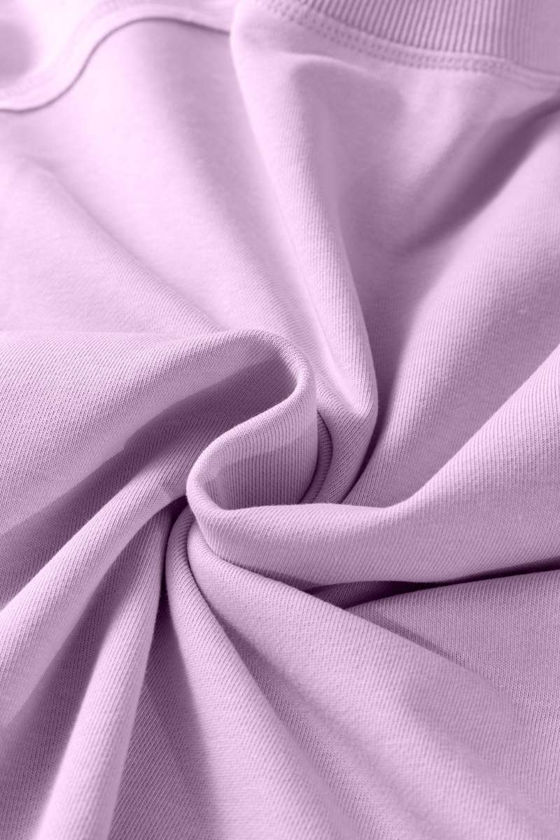 Orchid Petal Solid Color Raw Seam Patchwork Baggy Sweatshirt