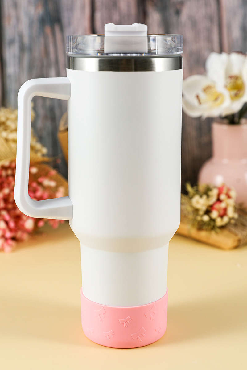 Pink Bowknot Decor Food Grade Silicone Cup Sleeve
