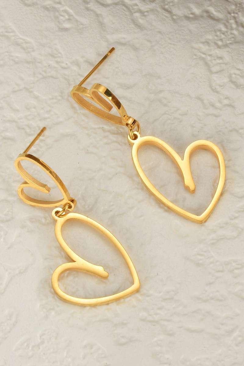 Gold Plated Dual Heart Stud Earrings