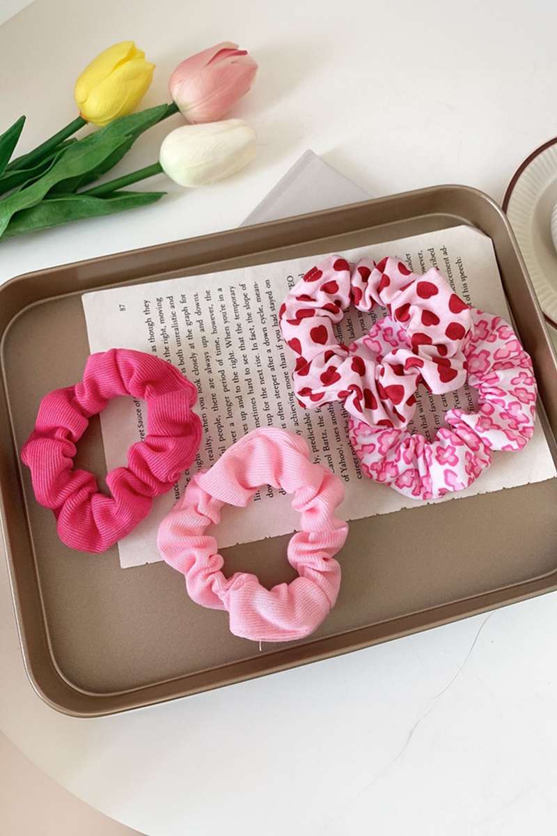 Fiery Red Valentines Day Sweet Heart Printed Scrunchie Hair Tie