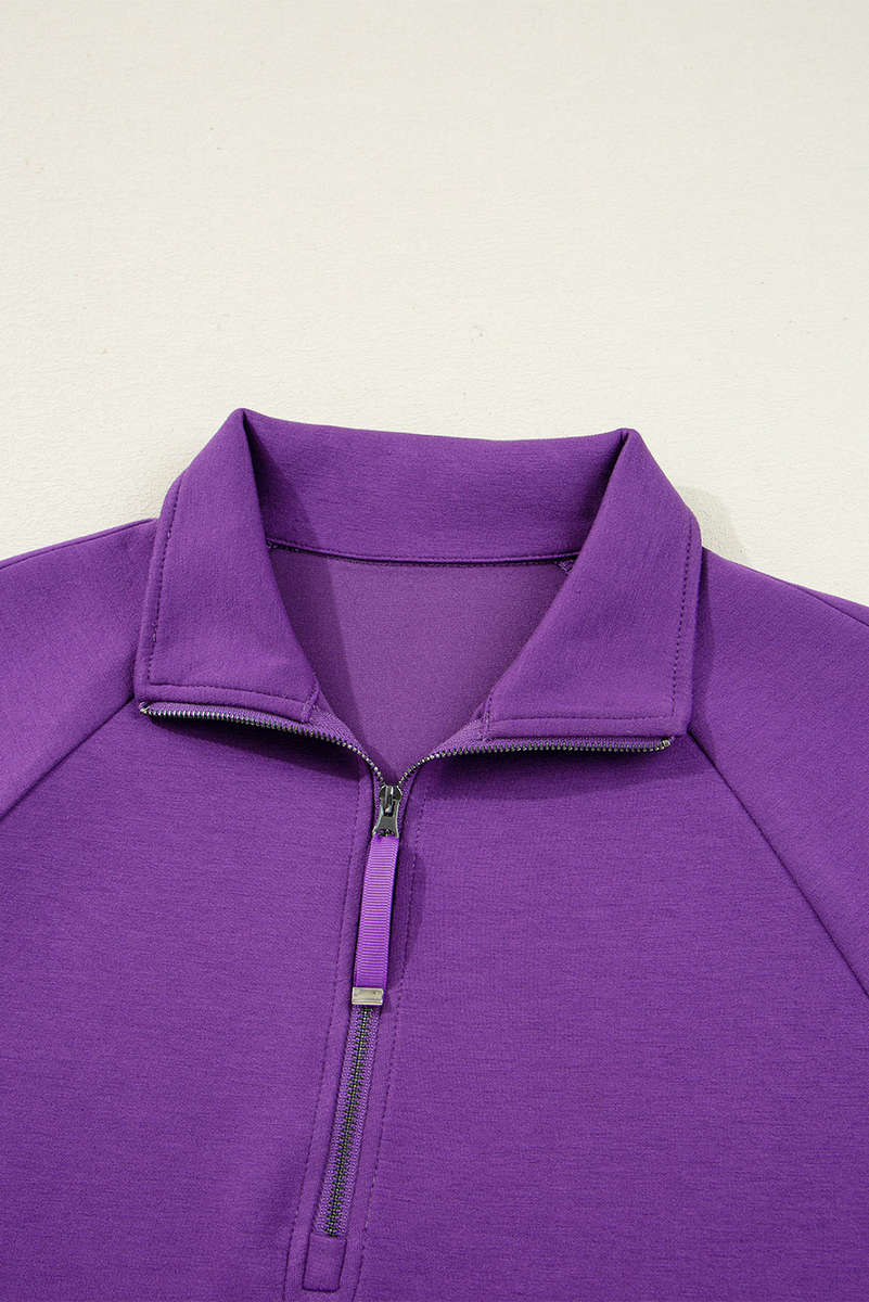 Wisteria Half Zip Sporty Pullover Mini Skirt 2pcs Outfit