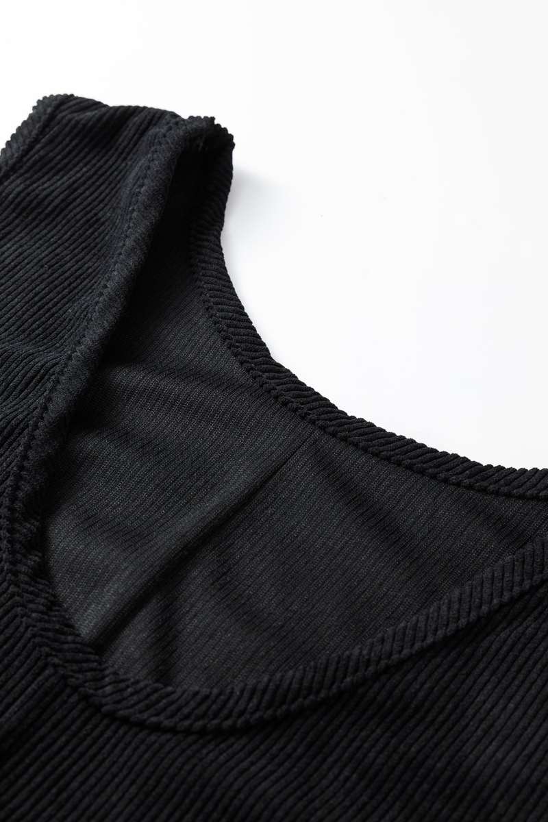 Black Plus Size Corduroy Patch Pocket Sleeveless Mini Dress