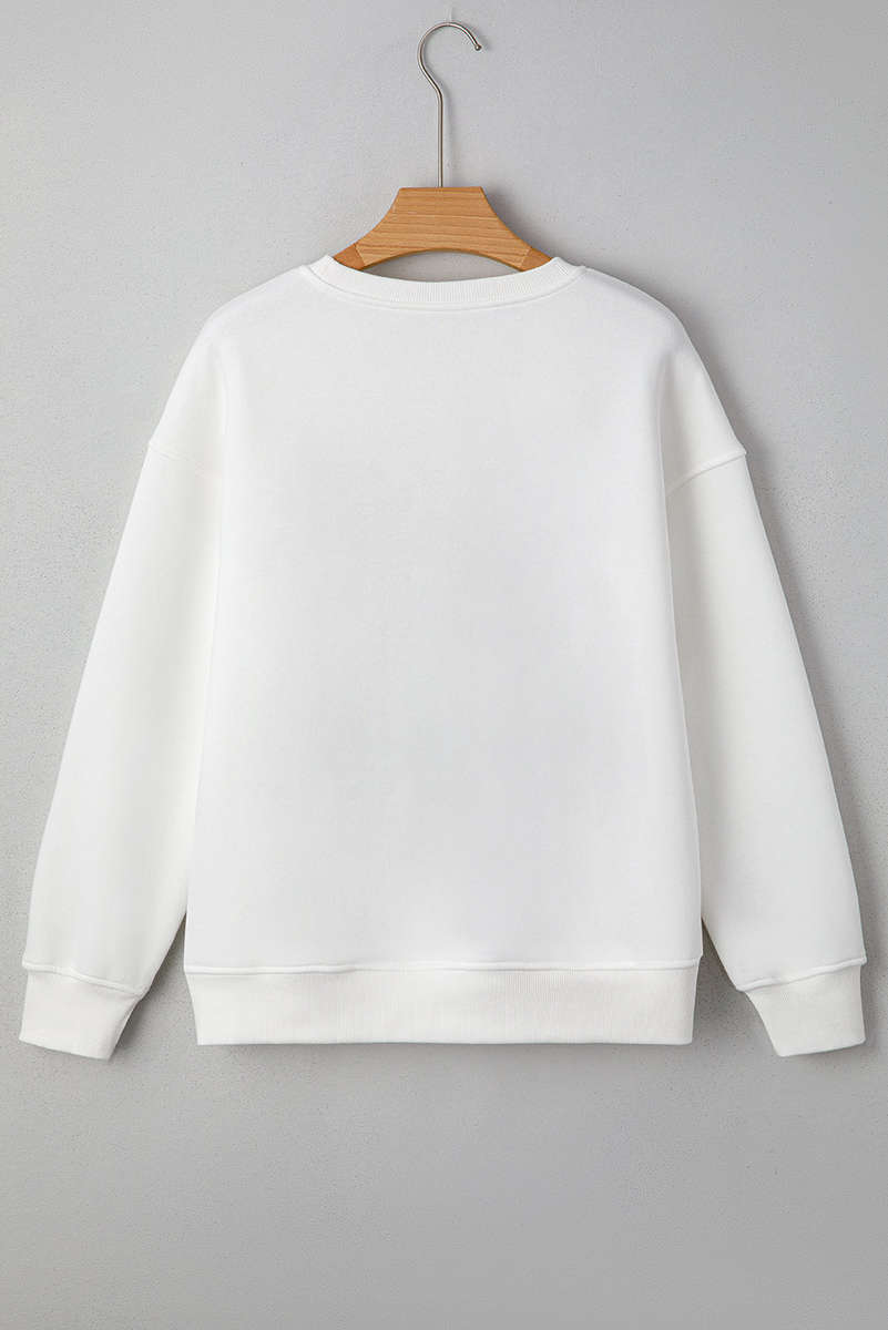 White FARM FRESH PUMPKINS Embroidered Graphic Thanksgiving Holiday Sweatshirt