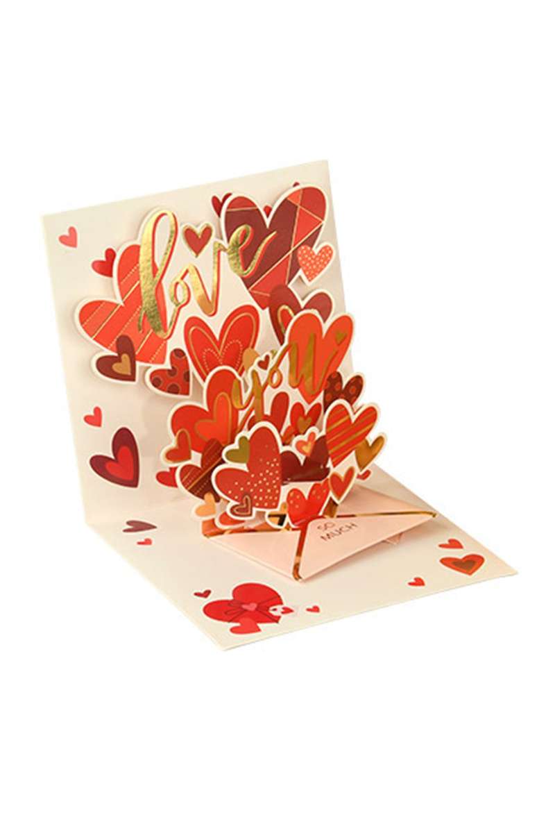 Fiery Red Love You Valentines Day Pop Card