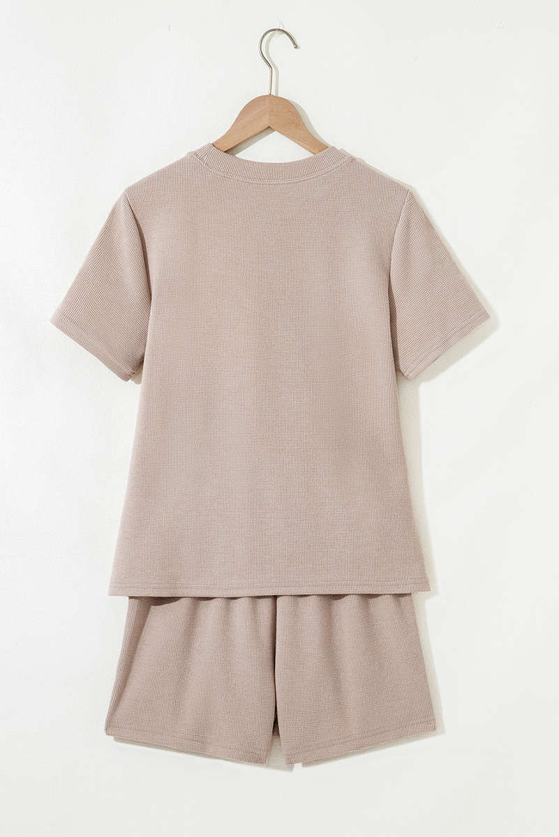 Jet Stream Textured Colorblock Patchwork Tee and Shorts Set