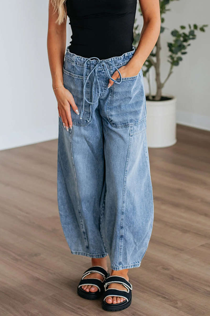 Myosotis Large Patch Pocket Drawstring Paperbag Waist Barrel Jeans
