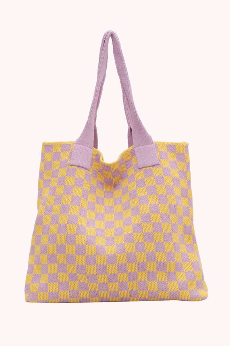 Ginger Checkered Knit Eco-Friendly Tote Bag