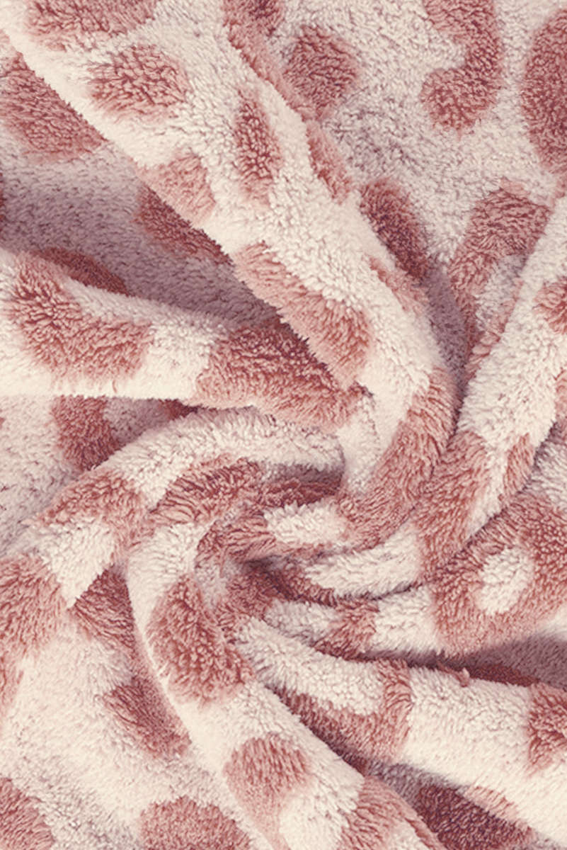 Pink Plush Leopard Pattern Bath Towel