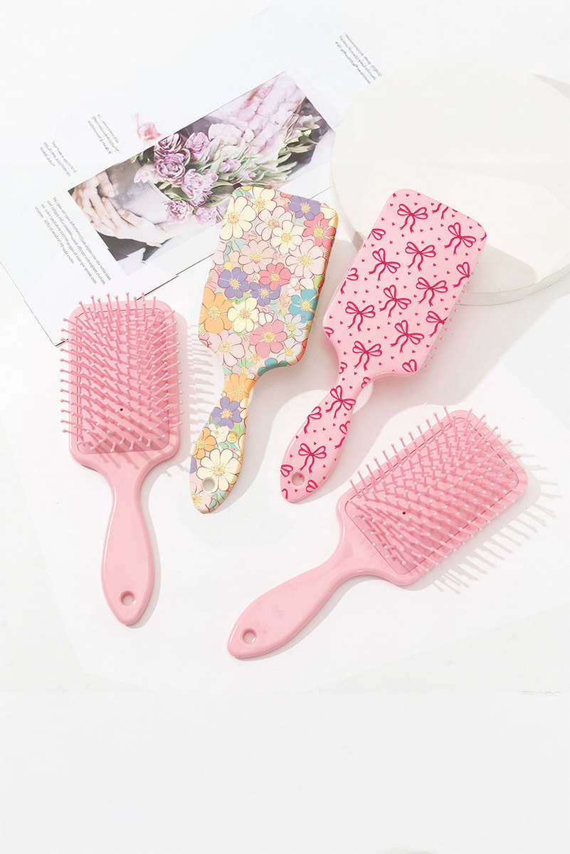 Peach Blossom Flower Print Large Paddle Air Cushion Comb